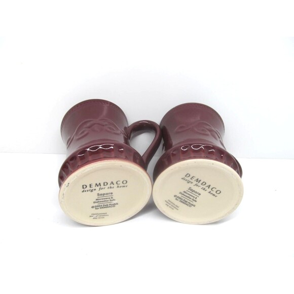 Demdaco Sapore Deb Hrabik Hand Painted Red Mugs Set Of 2 - Picture 3 of 6